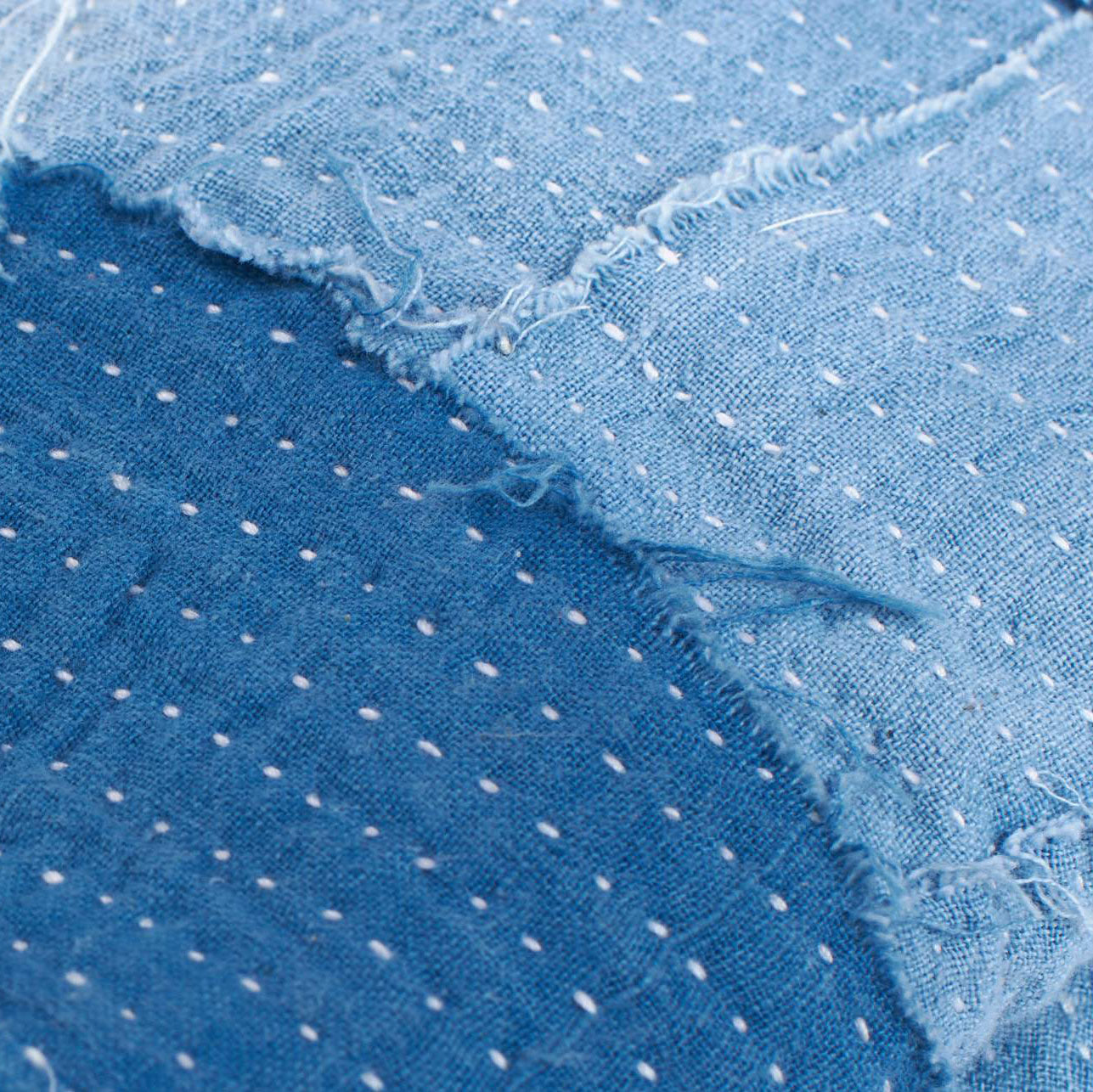 Chaussures à enfiler faites main en patchwork indigo