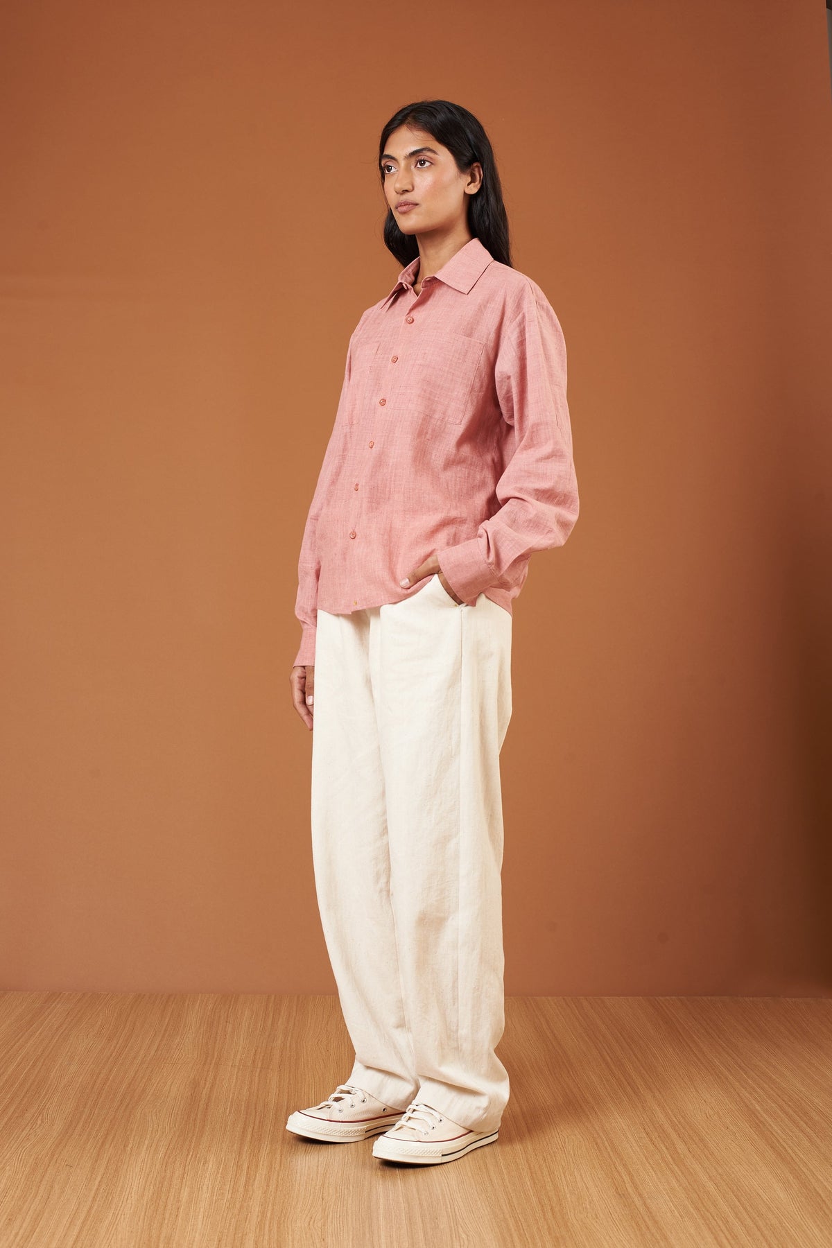 Chalk Pink Solid Fine Cotton Shirt